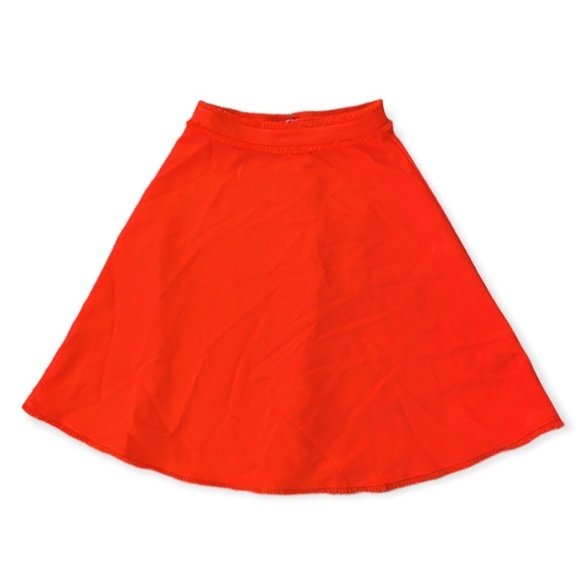Orange Midi Skirt Fringe Bright Vibrant Mod Circle Flare Knee Length Size Medium - Picture 2 of 8